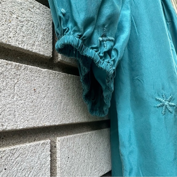 Johnny Was Workshop Taryn Flowy Tassel Silk Blouse Sea Stone Boho Chic - Picture 7 of 14